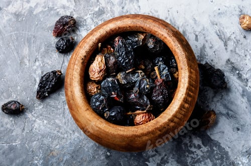 Preview: Dried Red Rose Hips In Bowl.Medicinal Plants