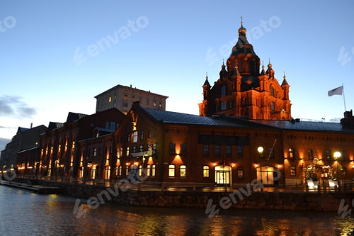 Preview: The Facade Of Uspenski Cathedral At Night, Helsinki, Finland