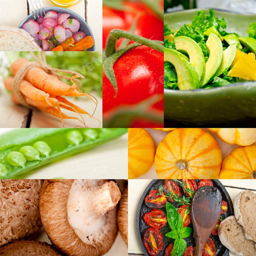 Preview: Fresh Hearthy Healthy Vegetables Selection Food Collage Composition