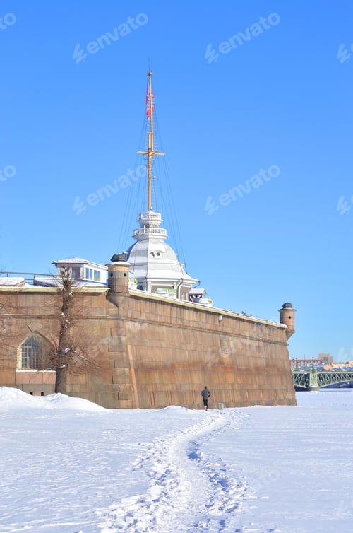 Preview: Bastion Of Peter And Paul Fortress At Sunny Winter Day In St.Petersburg, Russia.