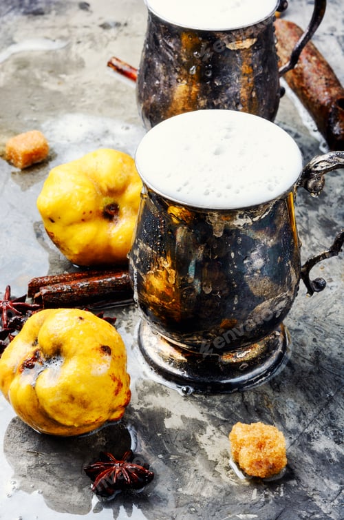 Preview: Apple Cider With Fresh Apples On Rustic Background.Refreshing Apple Cider
