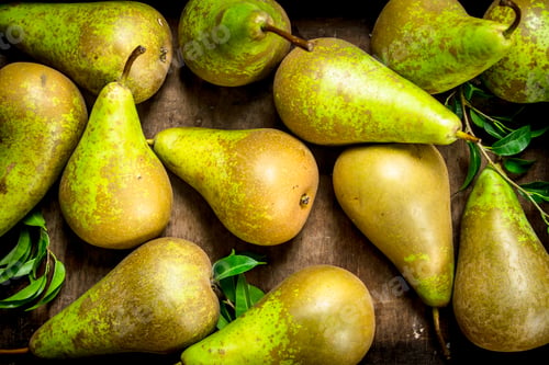 Preview: Ripe Pears On An Old Tray. Top View