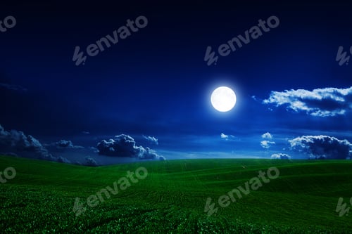 Preview: Night Sky With Stars And Full Moon Background