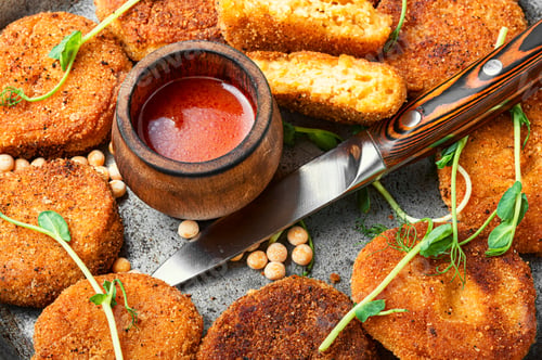 Preview: Vegetable Diet Cutlets Made From Green Peas.Healthy Nutrition.Vegan Cutlets