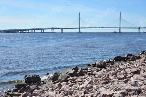 Preview: Cable Bridge Across The Petrovsky Fairway In Saint Petersburg, Russia. Part Of The Western
