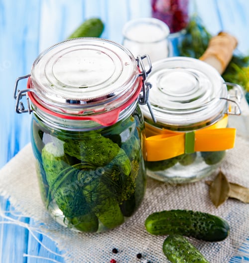Preview: Raw Cucumbers, Horseradish And Fennel On Wooden Background