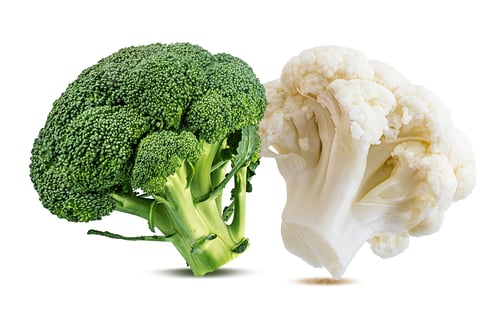 Preview: Broccoli And Cauliflower Isolated On White Background