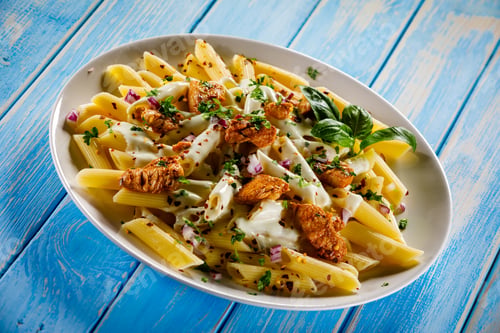 Preview: Pasta Carbonara And Vegetables