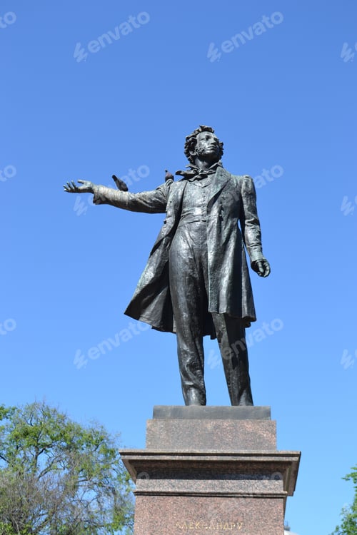 Preview: Statue Of Alexander Pushkin, Famous Russian Poet. Arts Square, St.Petersburg, Russia.