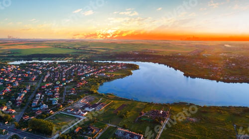 Preview: City At Sunset From The Drone