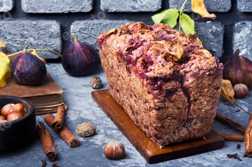 Fig Bread Loaf with Cinnamon and Nuts