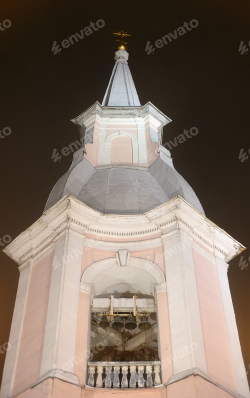 Preview: Cathedral Of St. Andrew At Winter Night On Vasilievsky Island In Historic Center Of Saint
