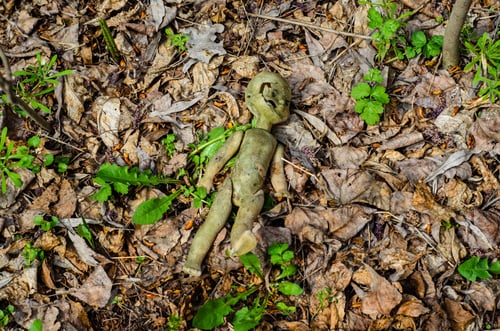 Preview: Old Broken Doll On A Ground In Forest