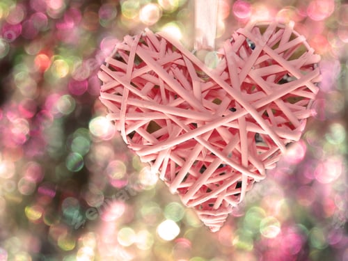 Preview: Love Valentine'S Day With Heart On Bokeh Blurs Shiny Background Greeting Card