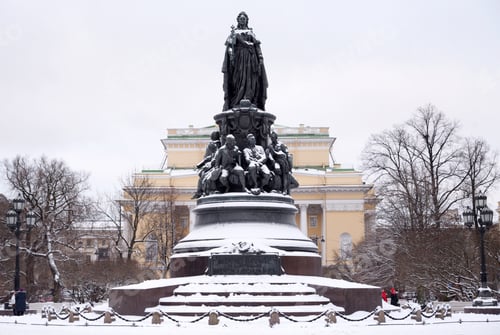 Preview: Monument To Catherine Ii - A Monument On Ostrovsky Square In St. Petersburg, Established In Honor