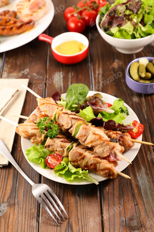 Preview: Grilled Skewer Meat And Lettuce