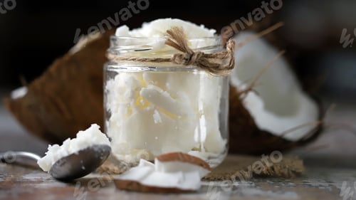 Preview: Coconut Oil In A Jar. Coconut Halves.