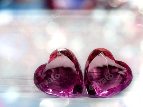 Preview: Love Valentine'S Day With Gem Crystals Pair Of Hearts On Shiny Background