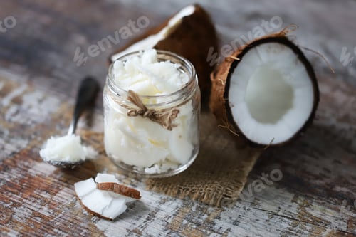 Preview: Coconut Oil In A Jar. Coconut Halves.