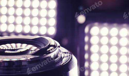 Preview: Equipment Videographer And Photographer. Lenses On The Table Against The Background Of Bright