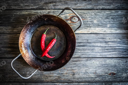 Preview: Rustic Cooking Pan On Wooden Table