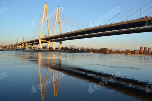 Preview: Cable-Stayed Bridge In St.Petersburg At Sunny Spring Evening, Russia.
