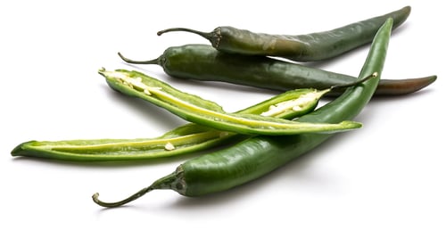 Preview: Group Of Green Chili Peppers Isolated On White Background