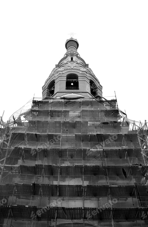 Preview: Church Of The Resurrection Of Christ At The Warsaw Railway Station In St.Petersburg, Russia. Black