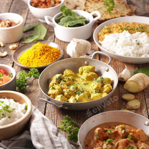 Preview: Assorted Of Indian Food- Chicken Tikka Masala, Curry Lentil Dal, Naan Bread