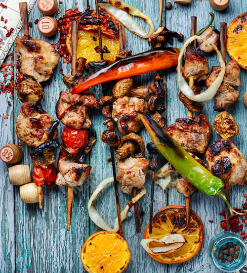 Preview: Summer Picnic With Shashlik And Lotto Board Game.Summer Food