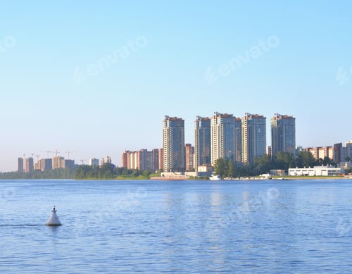 Preview: View Of Neva River And Microdistrict Ribatskoe On The Outskirts Of St. Petersburg, Russia.