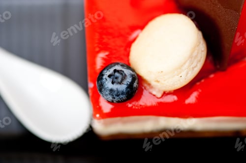 Preview: Fresh Strawberry Yogurt Mousse With Macaroon And Blueberry On Top
