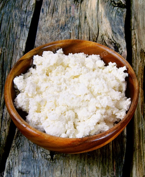 Preview: Cottage Cheese On Wooden Board .