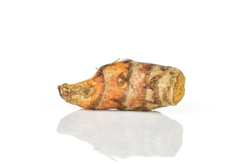 Preview: One Whole Small Bright Turmeric Rhizome Isolated On White Background