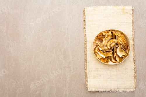 Preview: Dried Mushrooms Boletus Edulis (Penny Bun, Cep, Porcino). Ingredient For Vegetarian (Vegan) Food