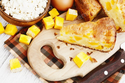 Preview: Homemade Pie With Pumpkin And Curd On The Table