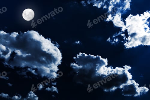 Preview: Night Sky With Stars And Full Moon Background