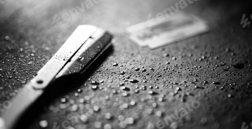 Preview: A Dangerous Razor And A Metal Blade On The Table. Men'S Shaving Accessories. Brutal Shaver For Real