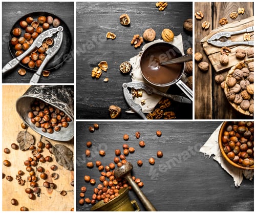 Preview: Food Collage Of Nuts.