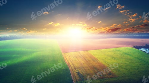Preview: Top View Of The Farmhouses With Gardens And The Road
