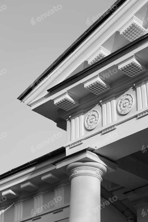 Preview: Fragment Of Yelagin Palace In St. Petersburg, Russia. Black And White.