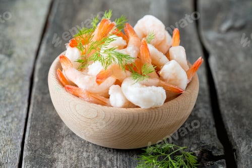 Preview: Frozen Shrimps On Wooden Surface