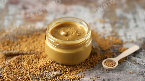 Preview: Fresh Fragrant Mustard. Grains Of Mustard. Selective Focus. Macro.