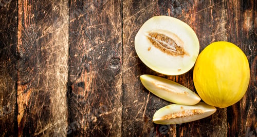 Preview: Ripe Fresh Melon. On The Wooden Background.