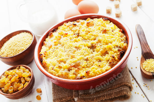 Preview: Millet Casserole With Raisins On The Table