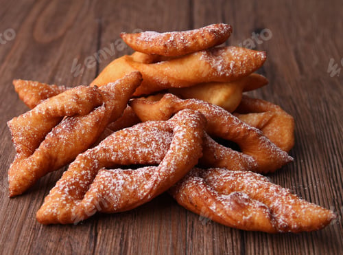 Preview: Deep-Fried Pastry On Wooden Background