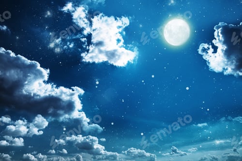 Preview: Night Sky With Stars And Full Moon Background