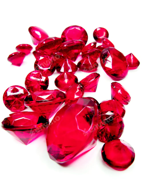 Preview: Ruby Gem Stones Crystals Isolated On White Background
