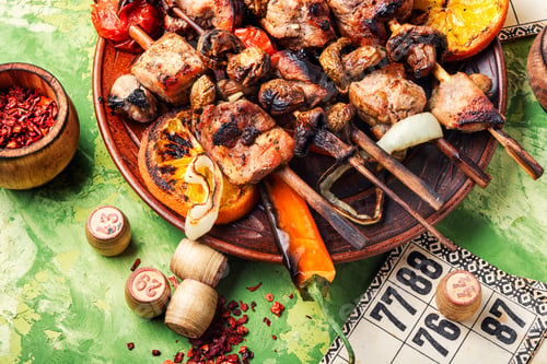 Preview: Summer Picnic With Kebab And Board Game.Summer Food
