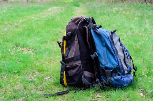 Preview: Two Touristic Backpacks On The Green Grass